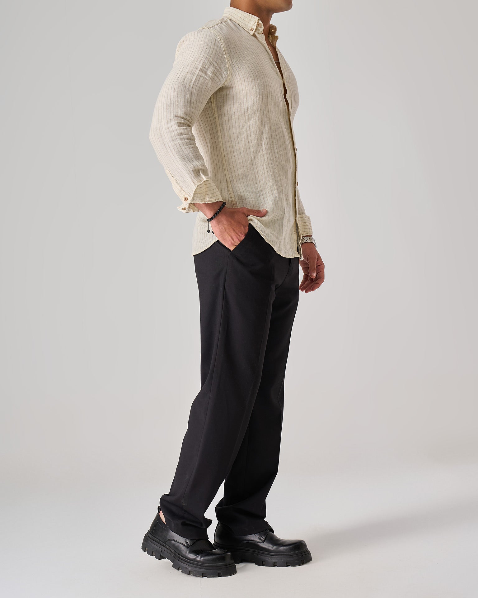 Sandstone Striped Linen — 7