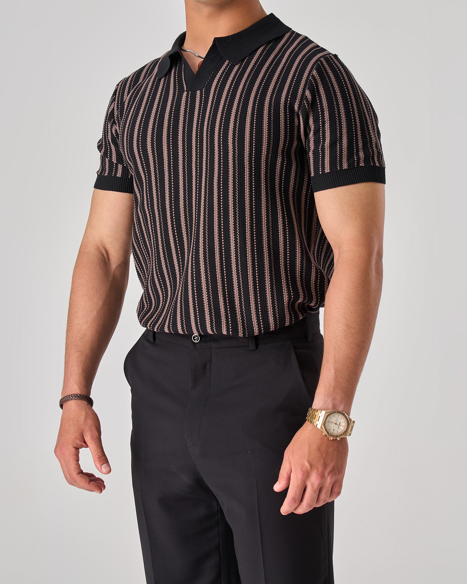 strip knit polo