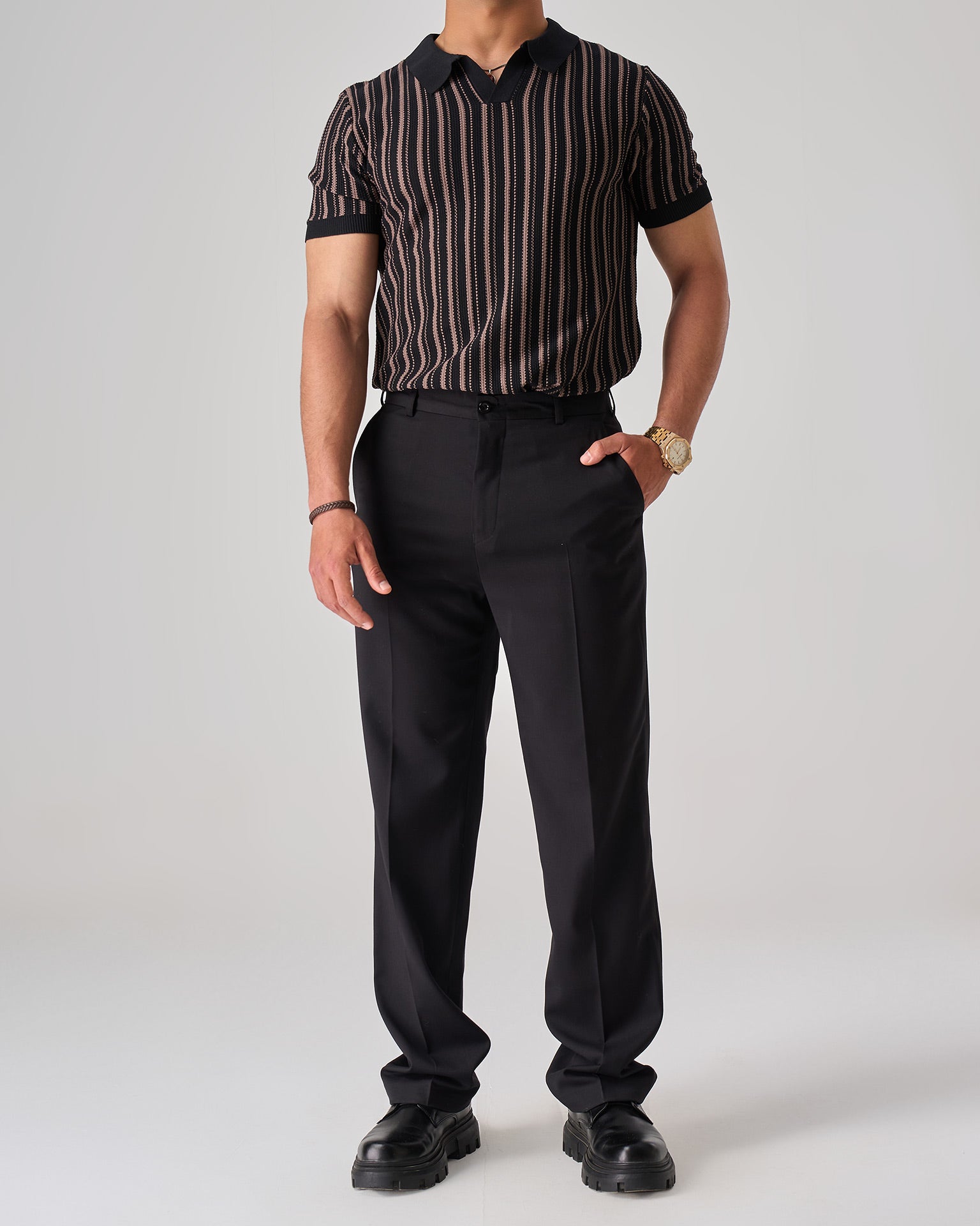 strip knit polo — 10
