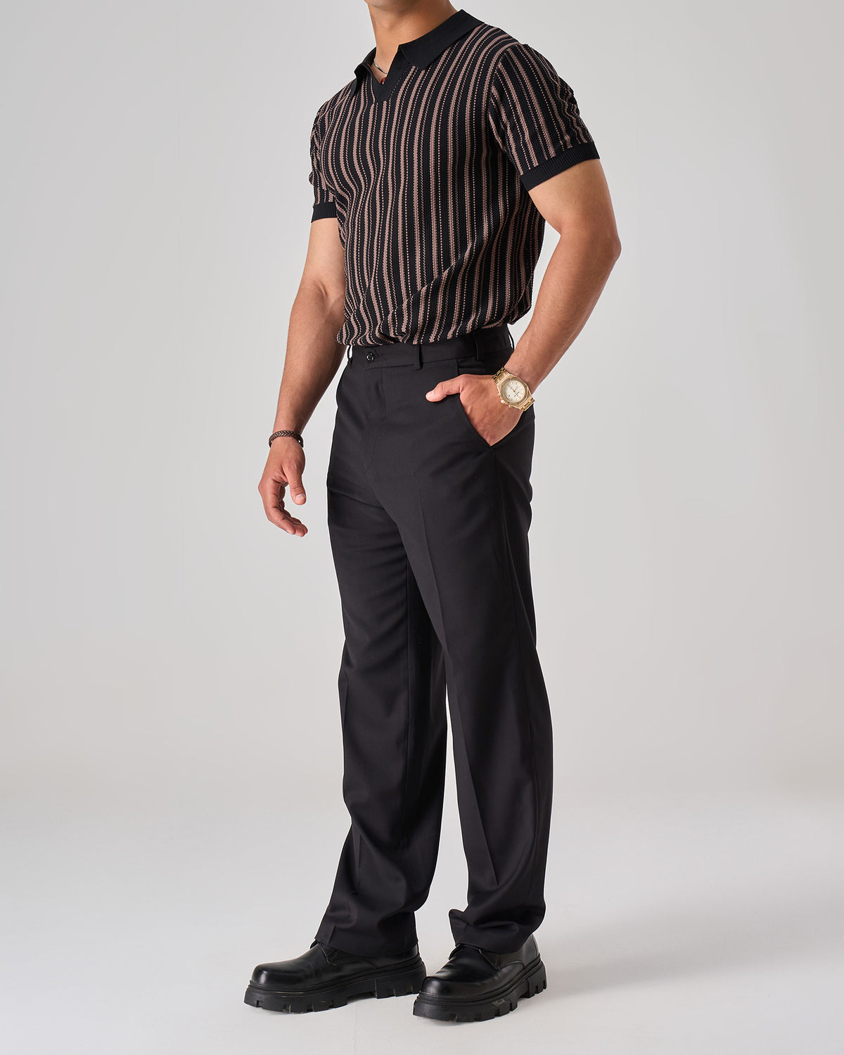 strip knit polo