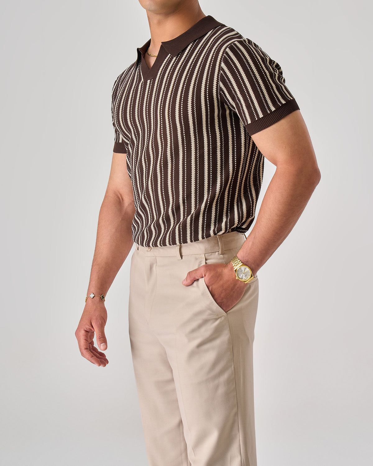 strip knit polo