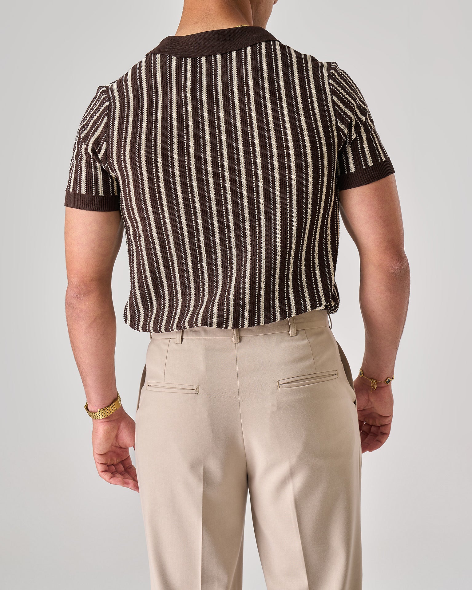 strip knit polo