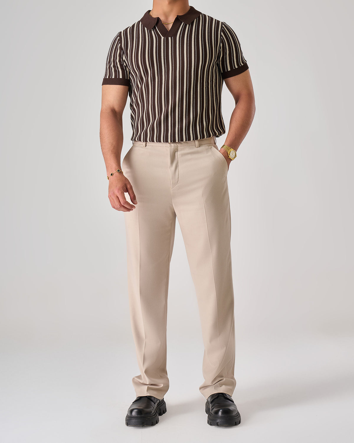 strip knit polo