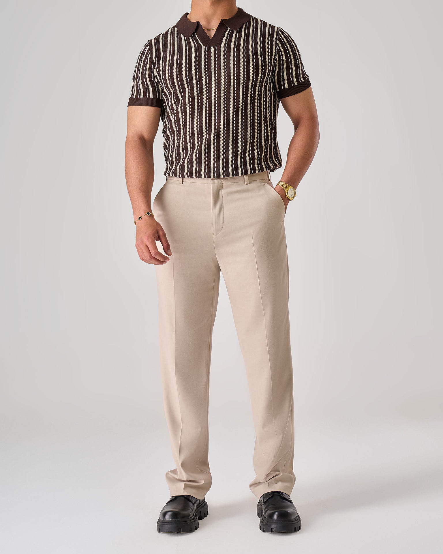 strip knit polo