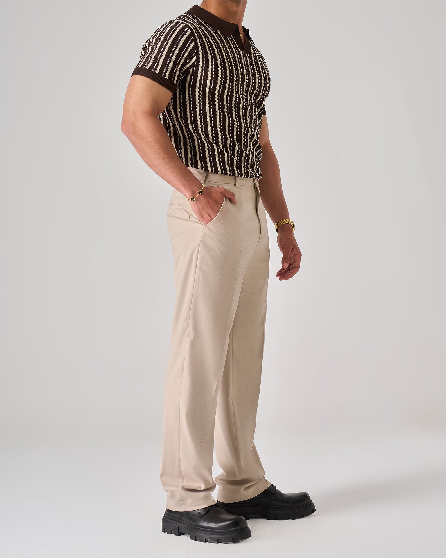 strip knit polo