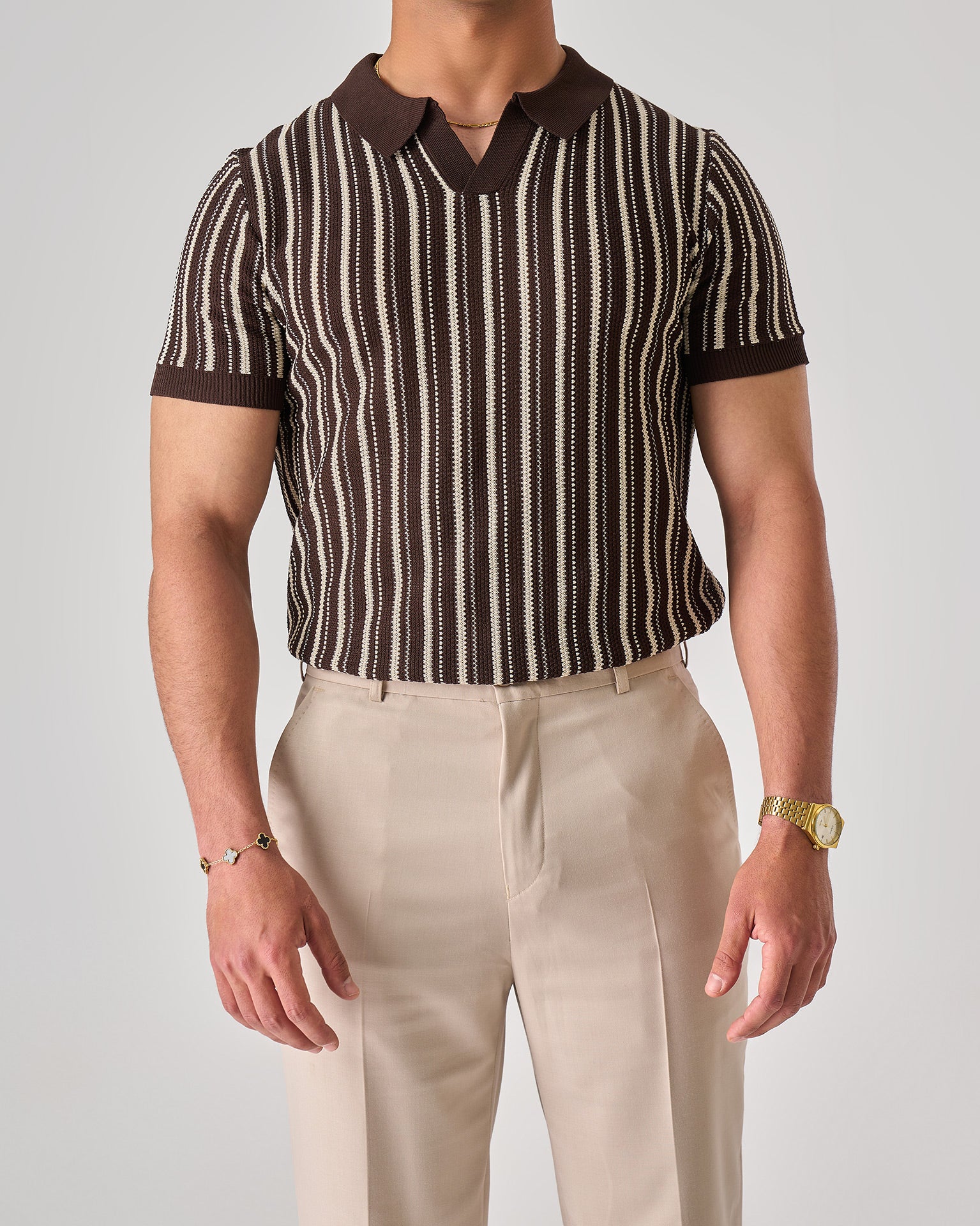 strip knit polo — 26