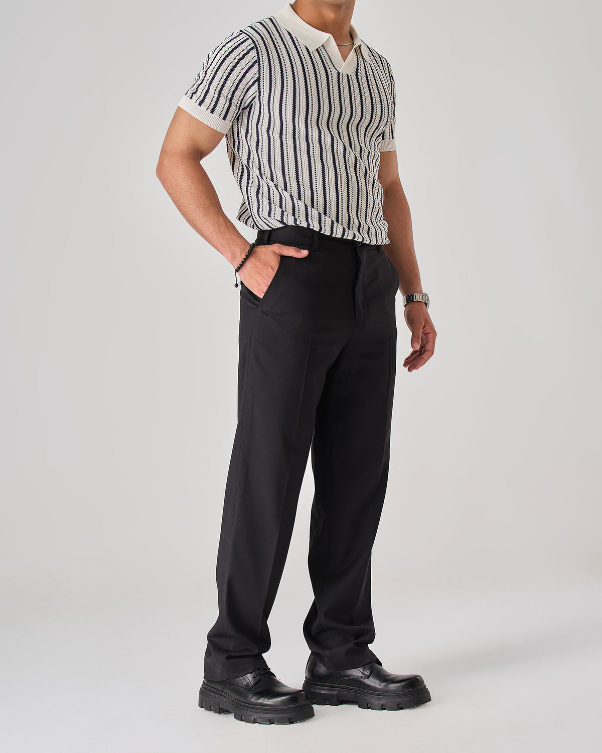 strip knit polo