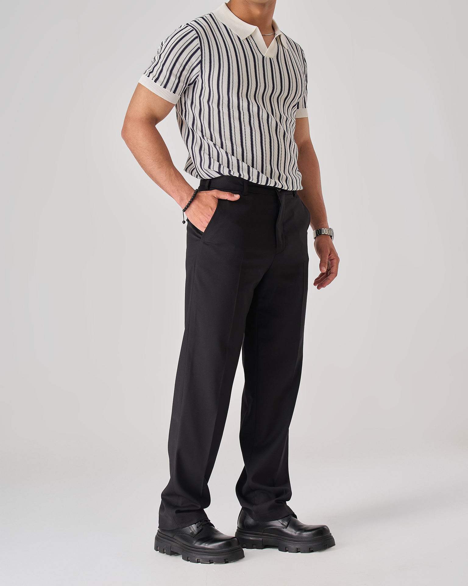 strip knit polo
