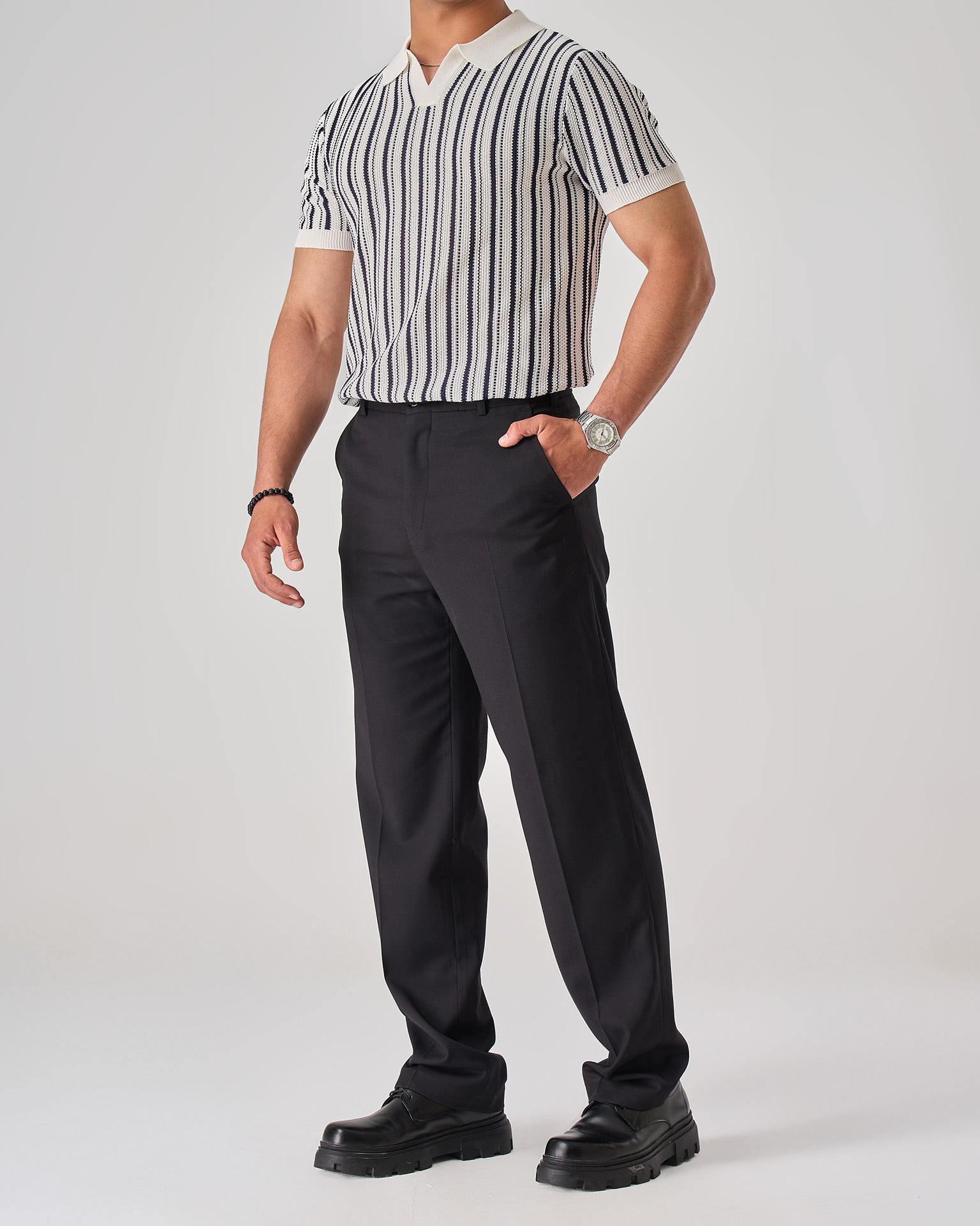 strip knit polo